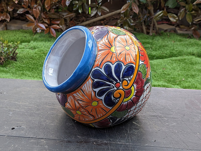 Colorful Sidepot Planter, Talavera Ceramic Flower Pot, Handmade Pottery, Outdoor Garden Decor, Indoor Home Decor, Unique Gift