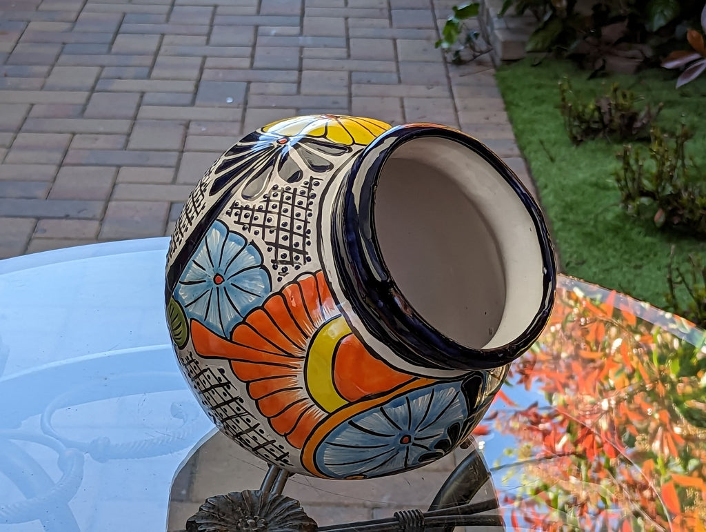 Colorful Sidepot Planter, Talavera Ceramic Flower Pot, Handmade Pottery, Outdoor Garden Decor, Indoor Home Decor, Unique Gift