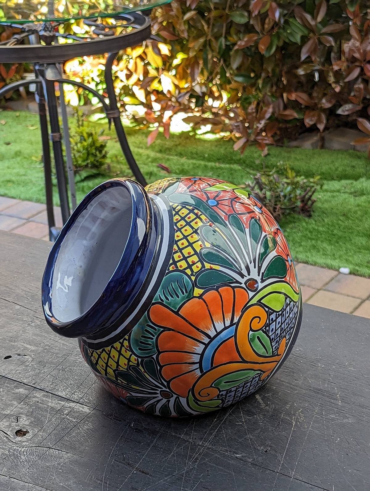 Colorful Sidepot Planter, Talavera Ceramic Flower Pot, Handmade Pottery, Outdoor Garden Decor, Indoor Home Decor, Unique Gift