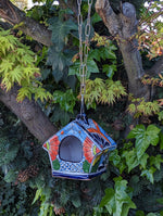 Ceramic Bird Feeder, Talavera Pottery, Decorative Outdoor Hanging Feeder Station, Handmade Mexican Pottery, Attract Wild Birds