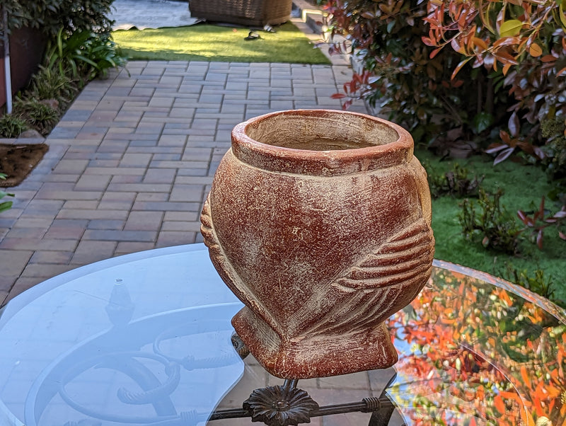 Aztec Owl Flower Pot - Copper & Black, Mexican Pottery, Indoor Outdoor Plant Pot, Owl Decor, Owl Gifts Large Pot