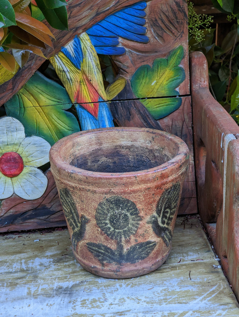 Clay Flower Pot, Mexican Pottery, Indoor Outdoor Home Decor, Small Planter, Garden Decor