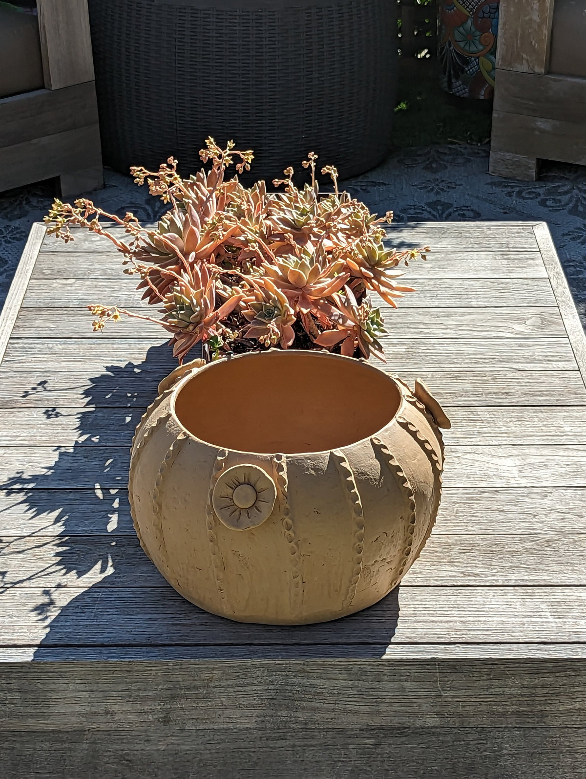 Ceramic Planter, Cactus Flower Pot, Handmade Mexican Pottery from Santa Maria Atzompa, Mexico, Home Decor, Indoor, Outdoor Decor, Plant Pot