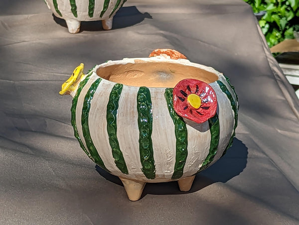 Ceramic Planter, Cactus Flower Pot, Handmade Mexican Pottery from Atzompa, Mexico, Home Decor, Indoor or Outdoor Decor, Charming Plant Pot