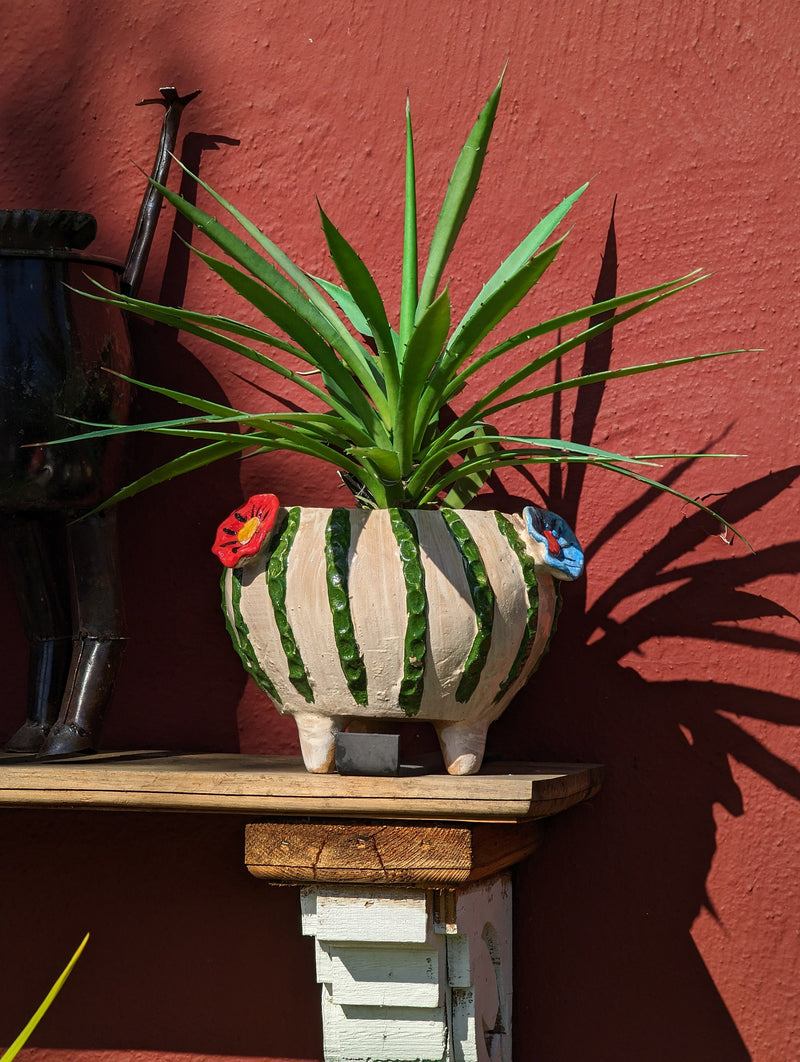 Ceramic Planter, Cactus Flower Pot, Handmade Mexican Pottery from Atzompa, Mexico, Home Decor, Indoor or Outdoor Decor, Charming Plant Pot