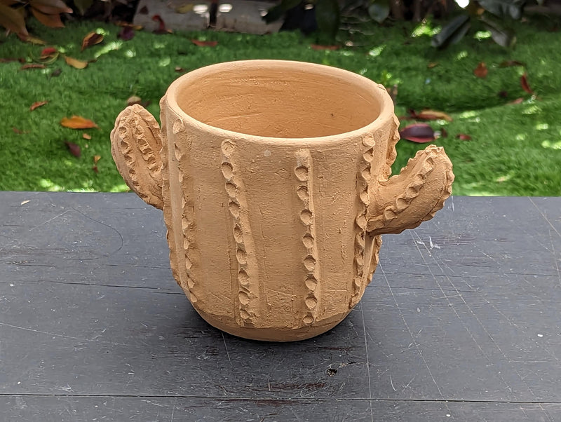 Cactus Plant Pot, Ceramic Planter, Handmade Mexican Pottery from Santa Maria Atzompa, Mexico, Home Decor, Indoor, Outdoor Decor, Flower Pot