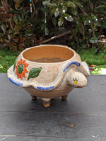 Ceramic Planter, Turtle Flower Pot, Handmade Mexican Pottery from Atzompa, Mexico, Home Decor, Indoor or Outdoor Decor, Charming Plant Pot