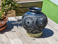 Decorative Vase Barro Negro, Stunning Black Pottery Home Decor, Handmade Mexican Pottery from San Bartolo, Oaxaca, Mexico, Dried Flower Vase