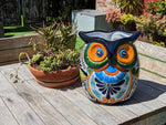 Gorgeous 14" Owl Flower Pot, Talavera Ceramic Planter, Handmade Pottery, Outdoor Garden Decor, Indoor Home Decor, Unique Gift for Birders