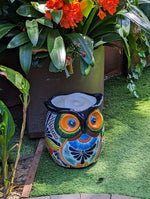 Gorgeous 14" Owl Flower Pot, Talavera Ceramic Planter, Handmade Pottery, Outdoor Garden Decor, Indoor Home Decor, Unique Gift for Birders