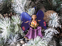 Christmas Ornament, Angel with Flowers, Christmas Angel Home Decor, Handmade Angel Art from Oaxaca Mexico, Christmas Tree Decor