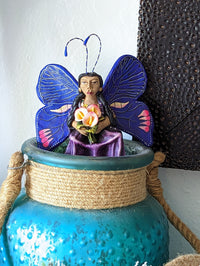 Christmas Ornament, Angel with Flowers, Christmas Angel Home Decor, Handmade Angel Art from Oaxaca Mexico, Christmas Tree Decor