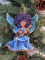 Christmas Ornament - Angel with Guitar, Handmade in Oaxaca Mexico, Angel Musician Christmas Decor, Angel Wings, Mexican Art