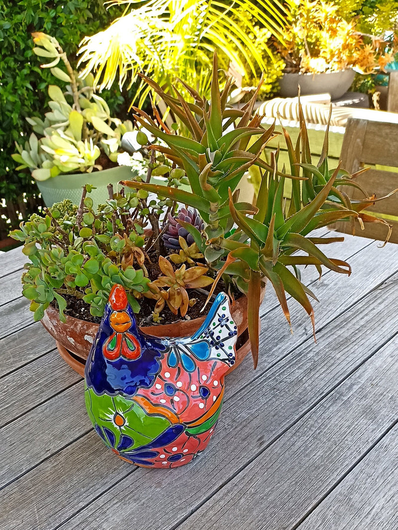 Ceramic Rooster, Talavera Pottery, Handmade in Mexico, Outdoor Home Decor, Garden or Porch Decor, Yard Art, Unique Gift for Chicken Lovers