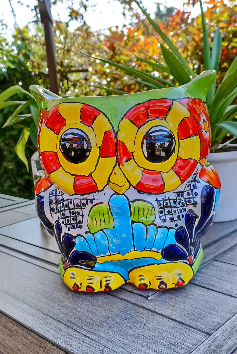 Talavera Owl Flower Pot, Ceramic Planter, Handmade Talavera Pottery, Garden Decor, Outdoor Decorations, Indoor Home Decor, Cute Owl Gifts