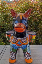 Talavera Donkey Planter is Mexican Pottery, Ceramic Planter Pot for Indoor Home Decor or Outdoor Garden Decor, Hand Painted Burro Flower Pot