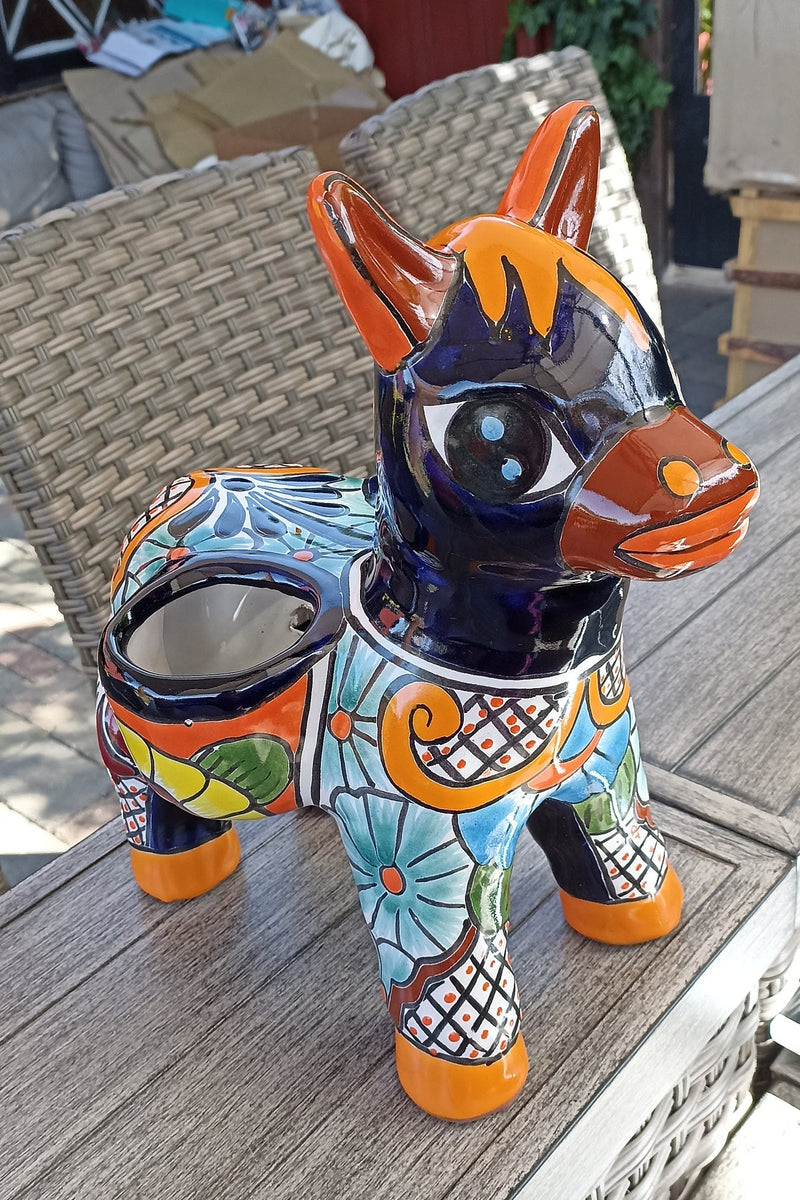 Talavera Donkey Planter is Mexican Pottery, Ceramic Planter Pot for Indoor Home Decor or Outdoor Garden Decor, Hand Painted Burro Flower Pot