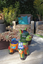 Talavera Donkey Planter is Mexican Pottery, Ceramic Planter Pot for Indoor Home Decor or Outdoor Garden Decor, Hand Painted Burro Flower Pot