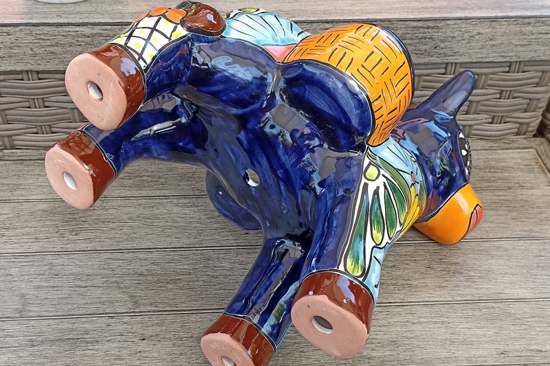 Talavera Donkey Planter Mexican Pottery, Ceramic Planter Pot for Indoor Home Decor or Outdoor Garden Decor, Hand Painted Burro Flower Pot