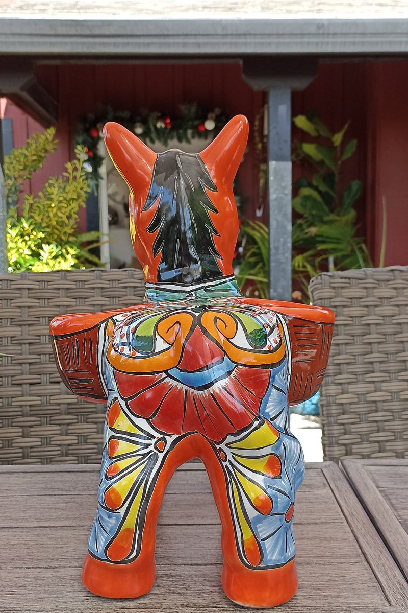 Talavera Donkey Planter Mexican Pottery, Ceramic Planter Pot for Indoor Home Decor or Outdoor Garden Decor, Hand Painted Burro Flower Pot