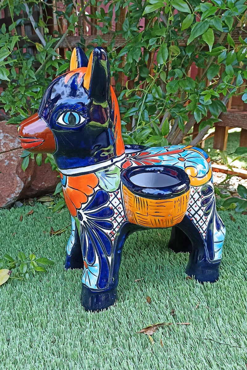 Talavera Donkey Planter Mexican Pottery, Ceramic Planter Pot for Indoor Home Decor or Outdoor Garden Decor, Hand Painted Burro Flower Pot