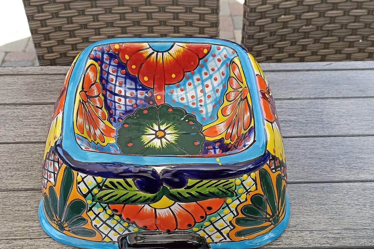 Ceramic Dog Dish, Talavera Pottery, Gorgeous Pet Food Bowl, Mexican Dog Bowl, Hand Painted Dog Lover Home Decor or Gift, Medium Sized Dogs