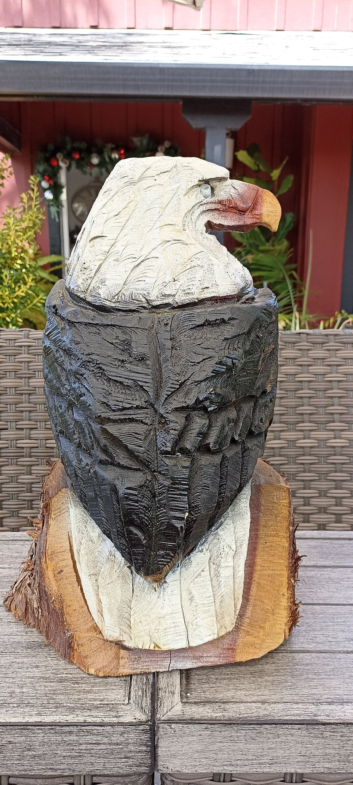 Bald Eagle Statue, Hand Carved Eagle Art, Yard & Home Decor, Chainsaw Art, Carved Eagle Statue, Outdoor Garden Statue