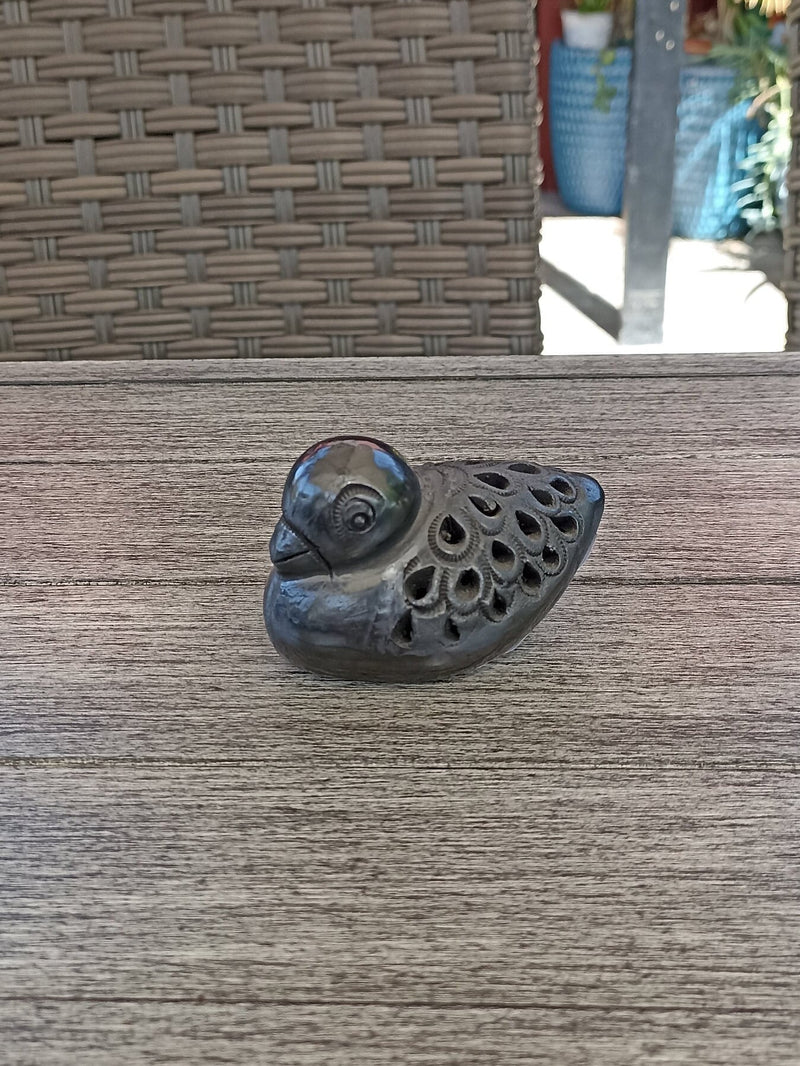 Cute Birdie Home Decor, Barro Negro, Black Clay, Handmade Mexican Pottery from San Bartolo near Oaxaca, Mexico