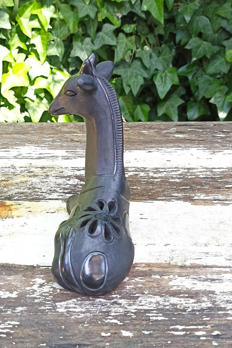 Black Giraffe Home Decor, Stunning Barro Negro Black Clay Handmade Mexican Pottery from San Bartolo near Oaxaca, Mexico