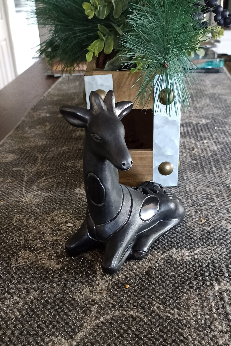 Black Giraffe Home Decor, Stunning Barro Negro Black Clay Handmade Mexican Pottery from San Bartolo near Oaxaca, Mexico