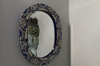Bathroom Mirror, Talavera Wall Decor, Vanity Mirror, Oval Decorative Mirror, Ceramic Mirror Can Hang Vertically or Horizontally