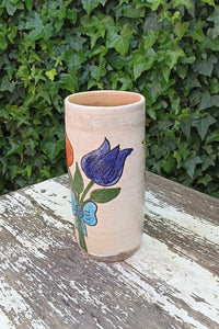 Ceramic Floral Planter for Outdoor Decor, Home Decor, Shelf Decor, Mexican Pottery, Handmade Flower Pot or Indoor Planter, Silk Flower Vase