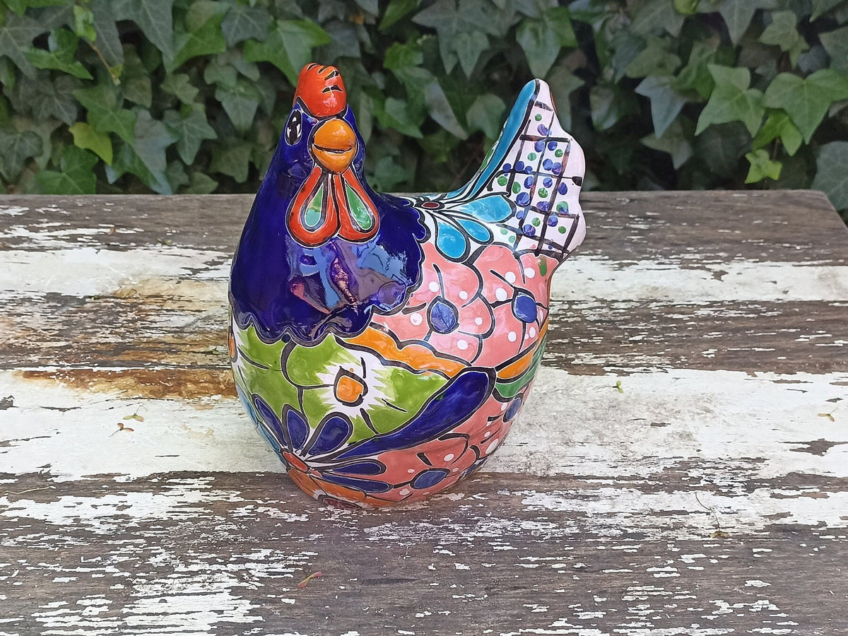 Ceramic Rooster, Talavera Pottery, Handmade in Mexico, Home Decor, Outdoor Garden or Porch Decor, Yard Art, Unique Gift for Chicken Lovers
