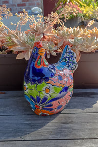 Ceramic Rooster, Talavera Pottery, Handmade in Mexico, Home Decor, Outdoor Garden or Porch Decor, Yard Art, Unique Gift for Chicken Lovers
