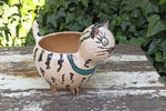 Ceramic Cat Planter, Flower Pot, Handmade Mexican Pottery from Atzompa, Mexico, Home Decor, Indoor or Outdoor Decor, Charming Plant Pot