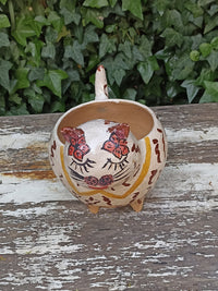 Ceramic Cat Planter, Flower Pot, Handmade Mexican Pottery from Atzompa, Mexico, Home Decor, Indoor or Outdoor Decor, Charming Plant Pot