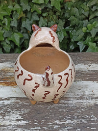 Ceramic Cat Planter, Flower Pot, Handmade Mexican Pottery from Atzompa, Mexico, Home Decor, Indoor or Outdoor Decor, Charming Plant Pot