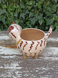 Fat Cat Planter, Ceramic Flower Pot, Handmade Mexican Pottery from Atzompa, Mexico, Home Decor, Indoor or Outdoor Decor, Charming Plant Pot