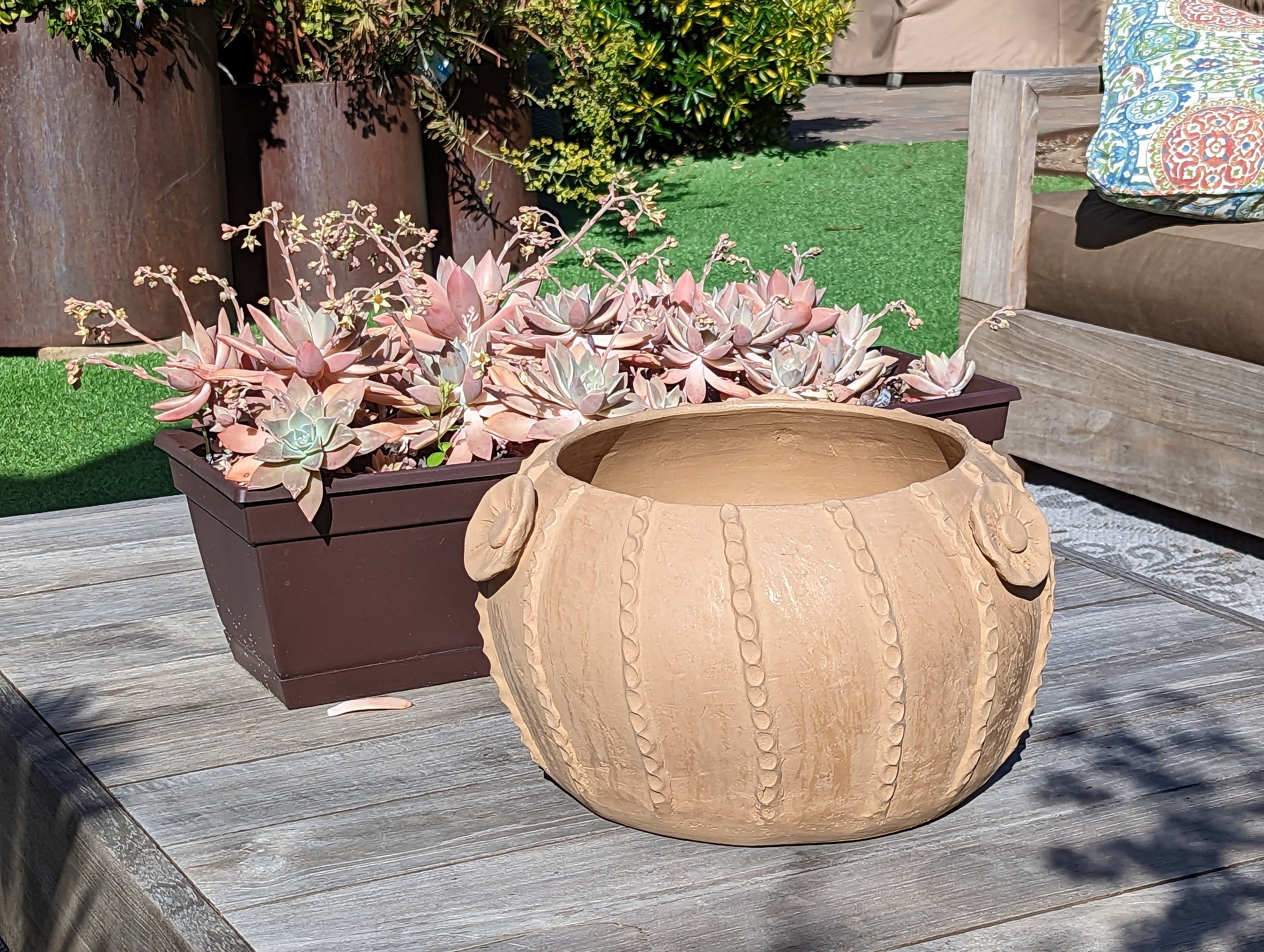 Ceramic Planter, Cactus Flower Pot, Handmade Mexican Pottery from