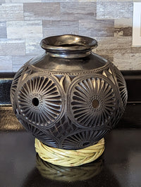 Decorative Vase Barro Negro, Stunning Black Pottery Home Decor, Handmade Mexican Pottery from San Bartolo, Oaxaca, Mexico, Dried Flower Vase