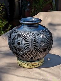 Decorative Vase Barro Negro, Stunning Black Pottery Home Decor, Handmade Mexican Pottery from San Bartolo, Oaxaca, Mexico, Dried Flower Vase