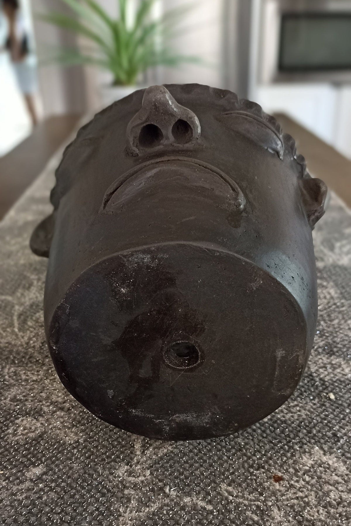 Sad Face Planter, Clay Flower Pot, Handmade Mexican Pottery from Atzompa, Mexico, Home Decor, Indoor or Outdoor Decor, Barro Negro Plant Pot