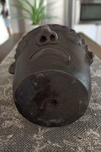 Sad Face Planter, Clay Flower Pot, Handmade Mexican Pottery from Atzompa, Mexico, Home Decor, Indoor or Outdoor Decor, Barro Negro Plant Pot