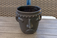 Sad Face Planter, Clay Flower Pot, Handmade Mexican Pottery from Atzompa, Mexico, Home Decor, Indoor or Outdoor Decor, Barro Negro Plant Pot