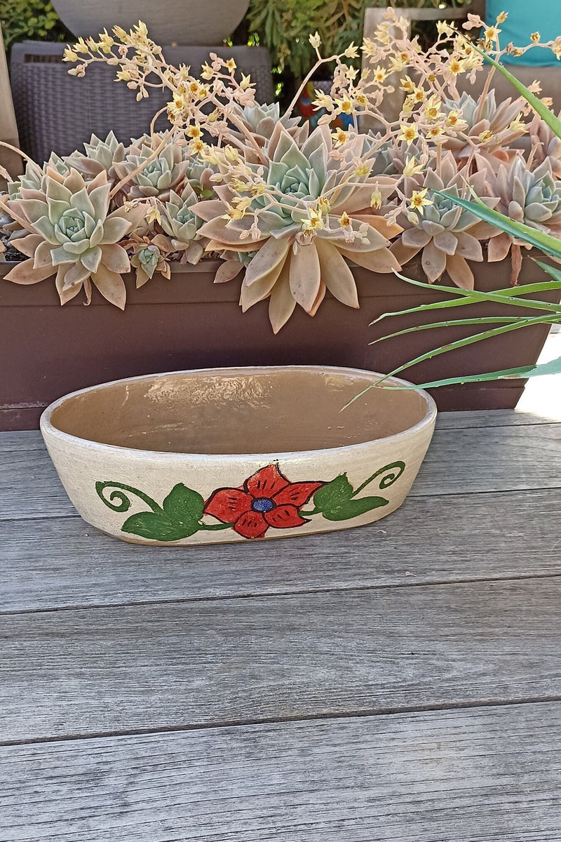 Succulent Planters, Talavera Pottery, Indoor Windowsill Planter, Cute Succulent Planter Box, Herb Planters Indoor, Red & Blue Flowers