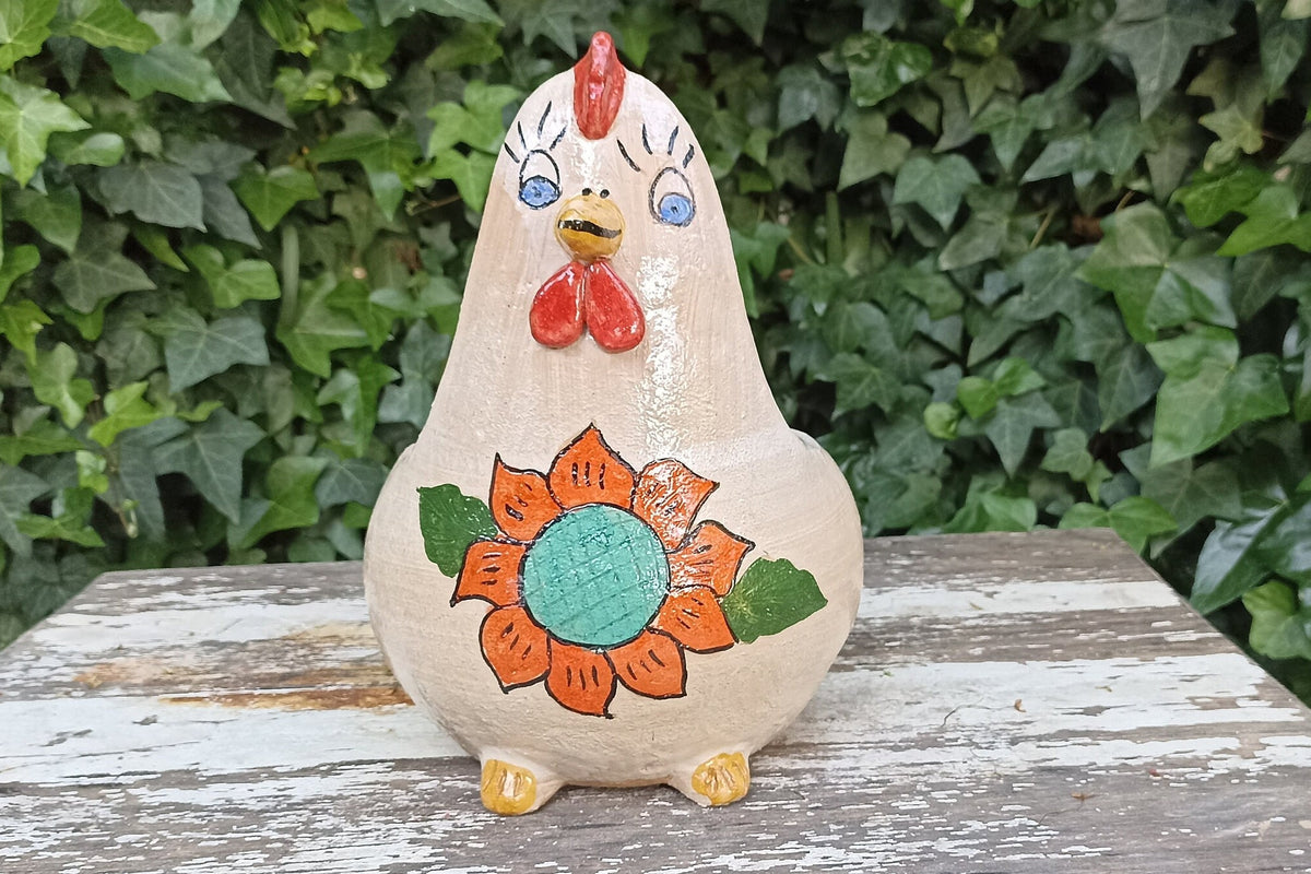 Ceramic Chicken Planter, Flower Pot, Handmade Mexican Pottery from Atzompa, Mexico, Home Decor, Indoor or Outdoor Decor, Charming Plant Pot