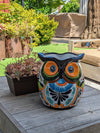 Gorgeous 14" Owl Flower Pot, Talavera Ceramic Planter, Handmade Pottery, Outdoor Garden Decor, Indoor Home Decor, Unique Gift for Birders