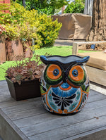 Gorgeous 14" Owl Flower Pot, Talavera Ceramic Planter, Handmade Pottery, Outdoor Garden Decor, Indoor Home Decor, Unique Gift for Birders