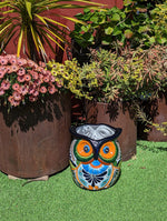 Gorgeous 14" Owl Flower Pot, Talavera Ceramic Planter, Handmade Pottery, Outdoor Garden Decor, Indoor Home Decor, Unique Gift for Birders