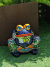 Frog Flower Pot, Colorful Ceramic Planter, Talavera Pottery, Indoor Outdoor Planter, Talavera Pot, Mexican Planter, Handmade Frog Pot, Large